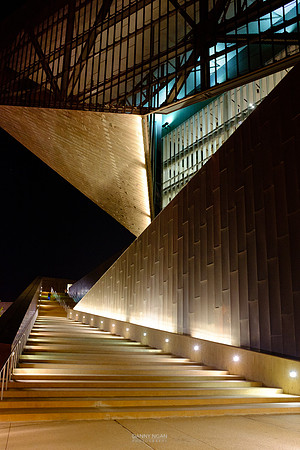 The main staircase at the Irving Convention Center