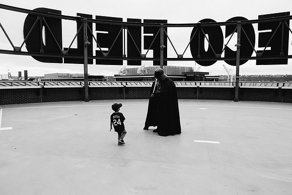 A young Griffey isn't so sure about Darth Vader.
