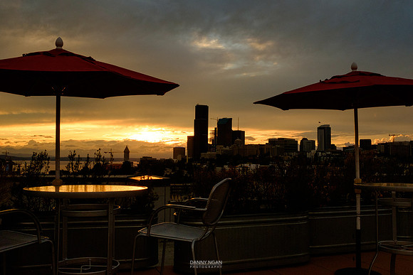 Sunset view from the roof patio. Seattle, WA. August 2016.