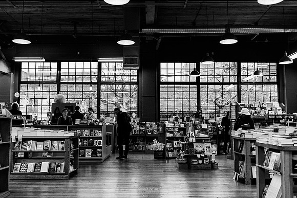 Browsing at Elliott Bay Book Company. Seattle, WA. December 2016