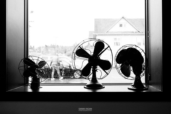 Fans in the window at Super Six. Seattle, WA. December 2016.