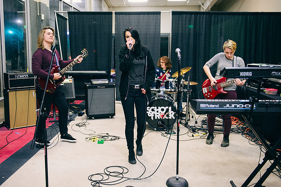 School of Rock performs during the break at Winter WonderSlam.