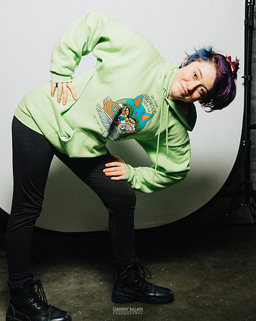 Myah gets silly between shots.